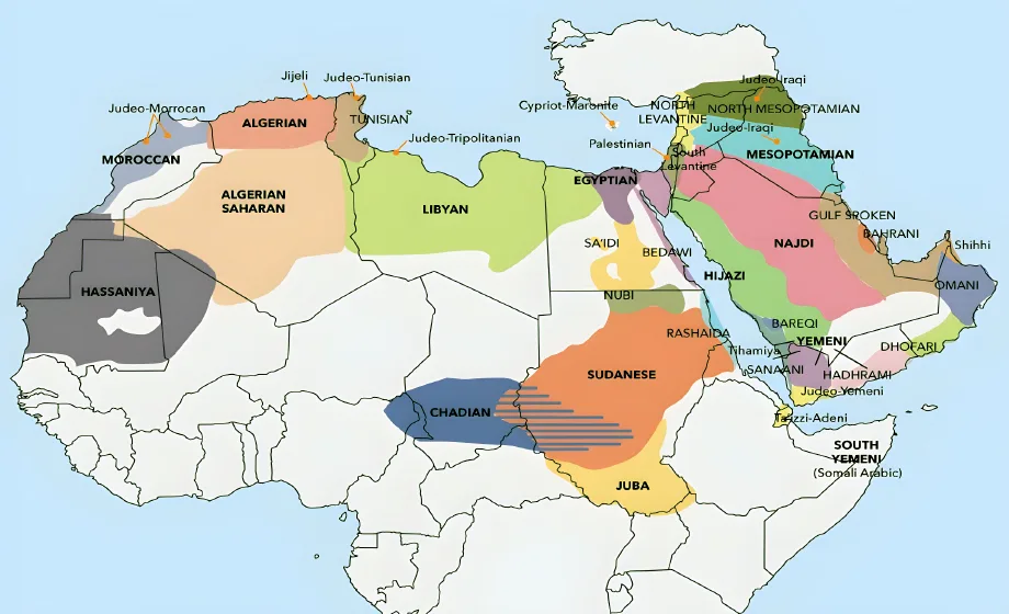 Arabic dialect analysis showing different regional variations