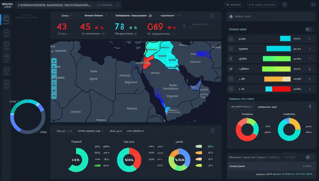Arabic social media analysis dashboard showing sentiment analysis across dialects